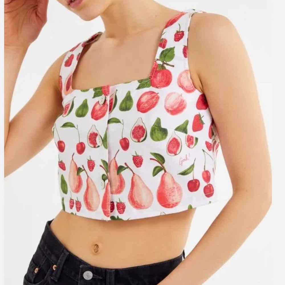 Lisa Says Gah Fruit Crop Top with Ties